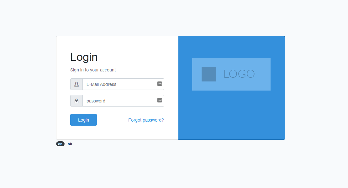 Login page