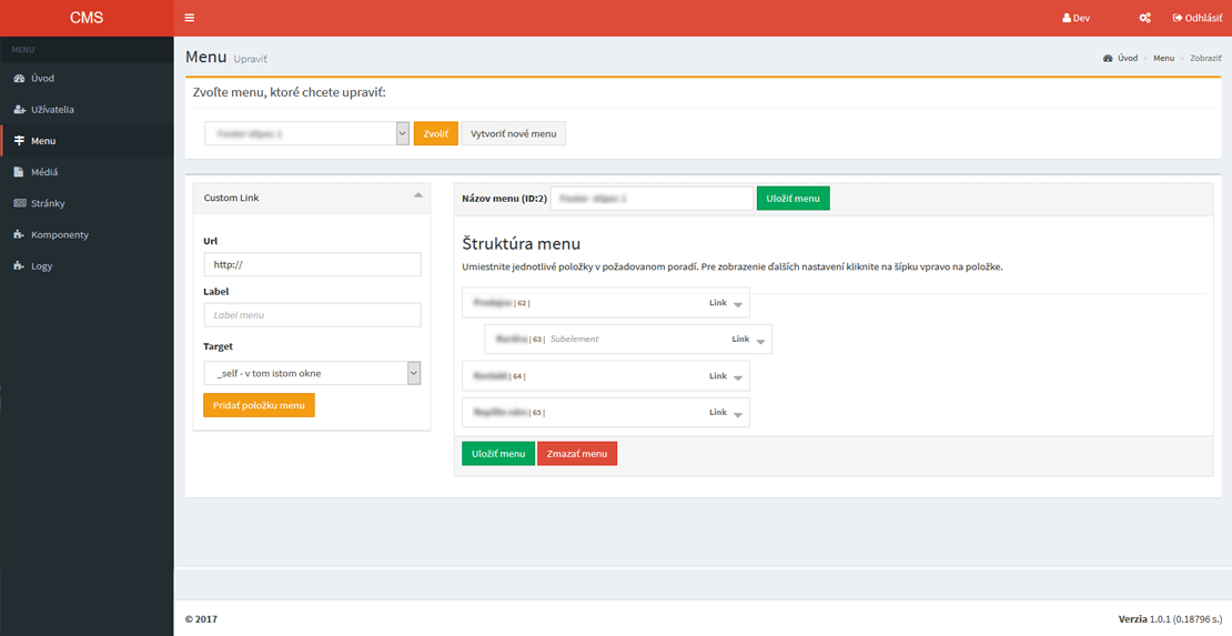 Menu editor