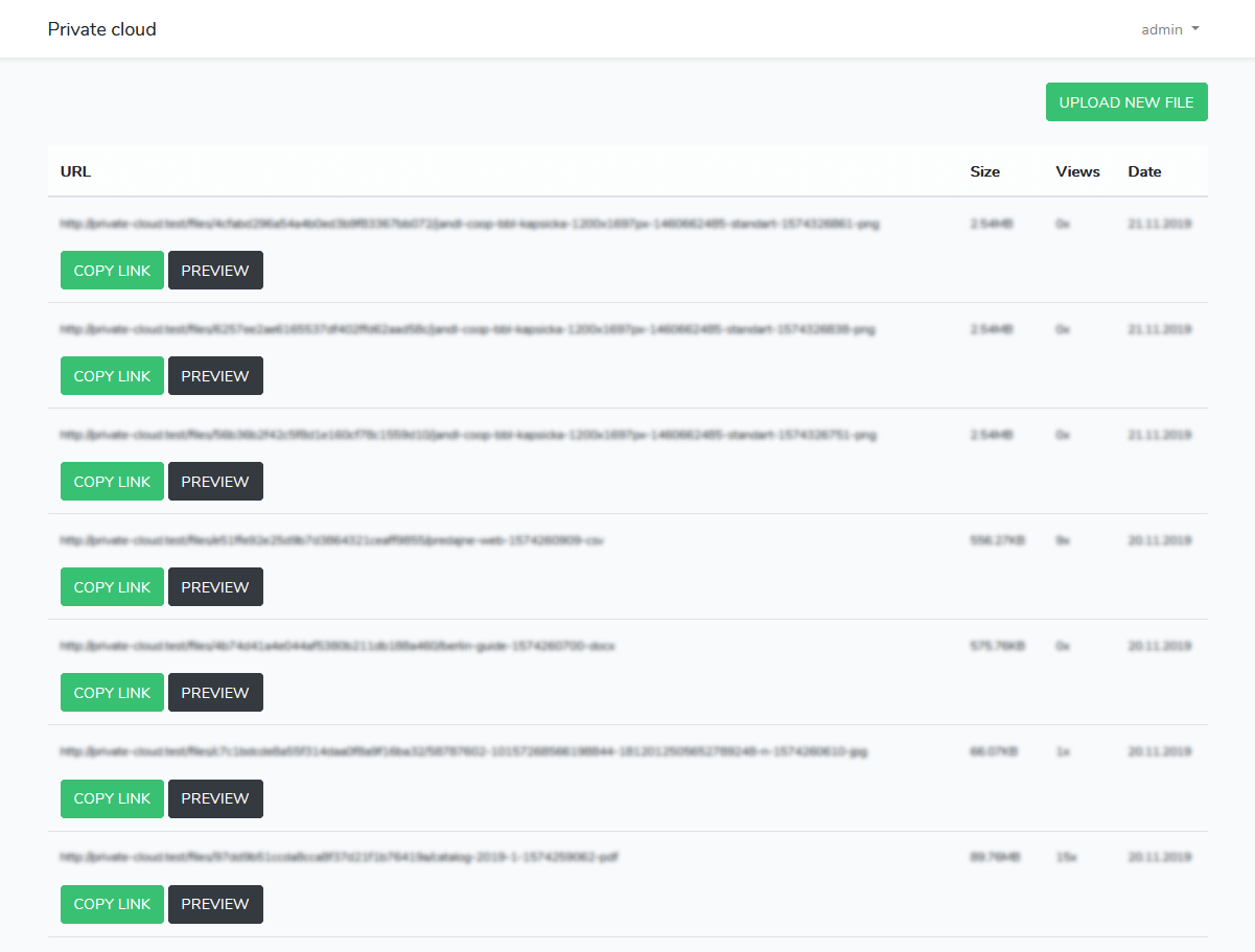 List of files