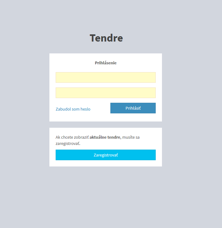Login page