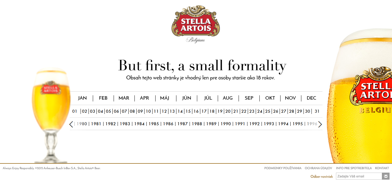 Legal drinking age selector